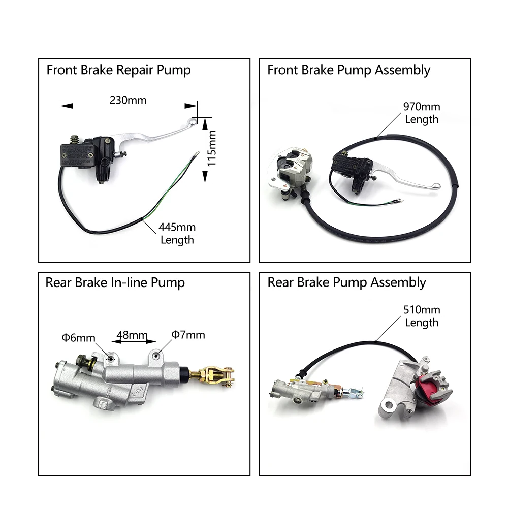 For YAMAHA TRICKER Motocross Front Rear Brakes Pump Assembly Hydraulic Clutch Kit Lever Master Cylinder Oil Hose XG250 Off-road