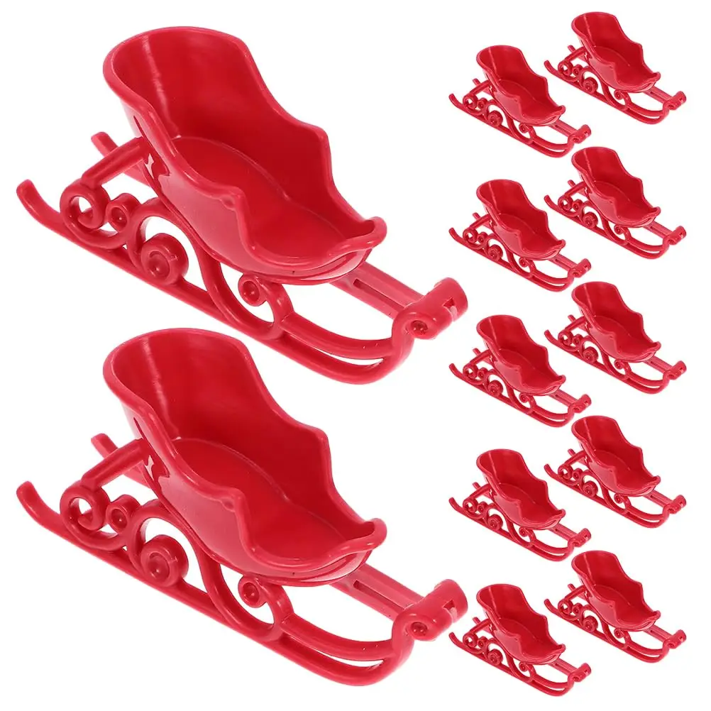 

Mini Christmas Sleigh Plastic Miniature Sleighs Model Mini Plastic Sleigh Ornament for abletop Xmas Tree Hanging Decoration