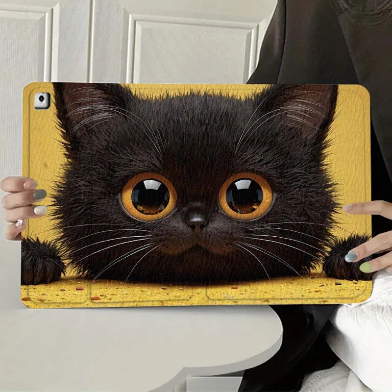 

Cat Popular Cartoon Art Gift For Apple iPad Pro Air 13 2 7th 6th 2025 M2 M3 M4 M512.9 13 inch Foldable Tablet Case