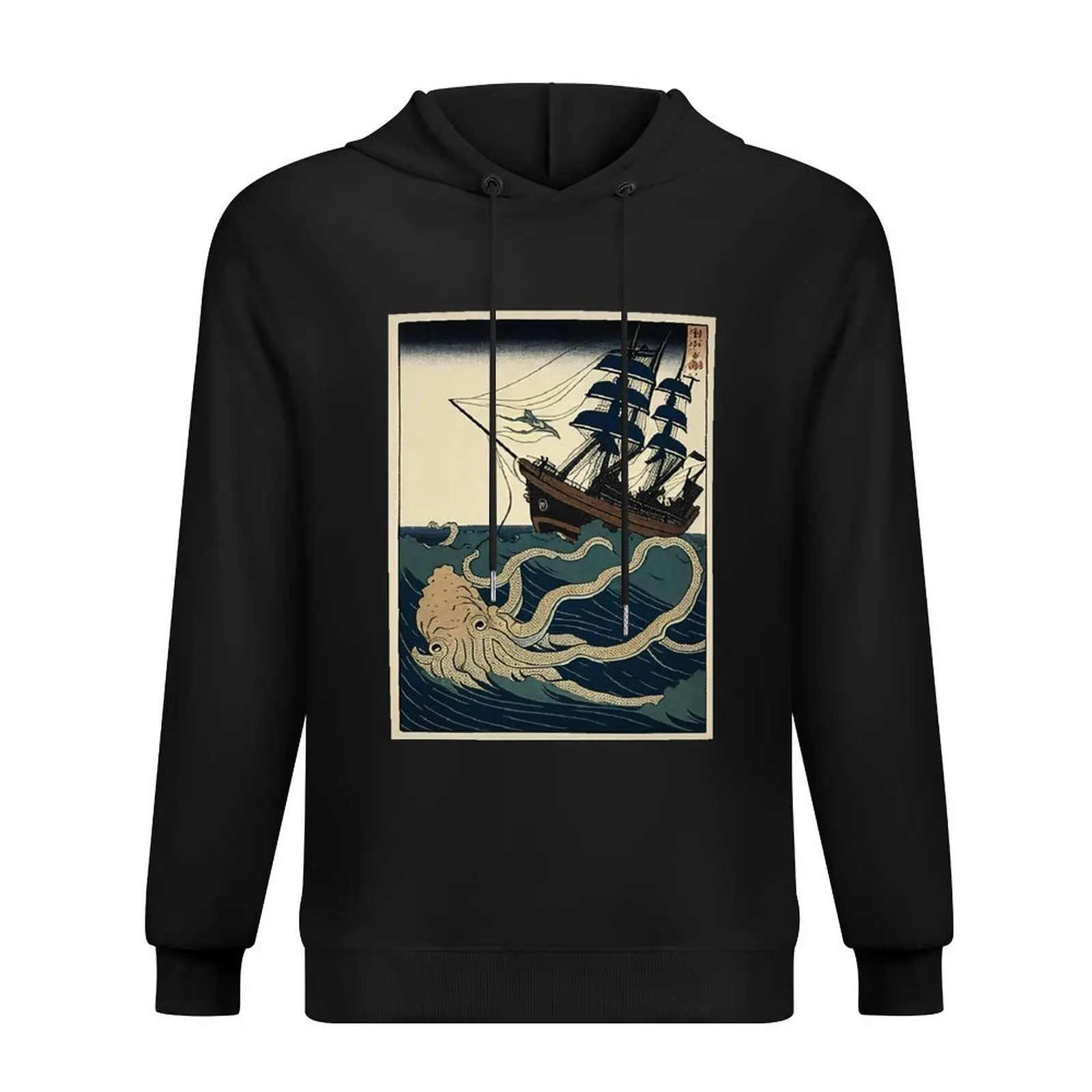 Squid Attacking A Ship Japanese Woodblock Print Hoodie korean style clothes men's sweat-shirt anime clothing graphic hoodie