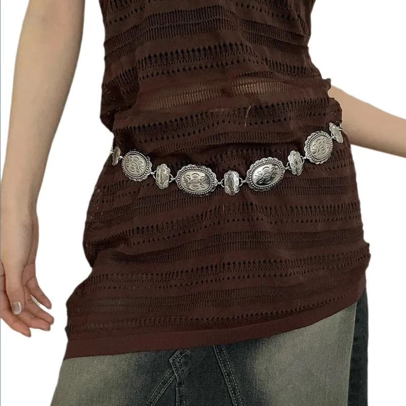 

2000s Embossed Waist Belt for Female Girl Decorative Waist Chain Body Jewelry