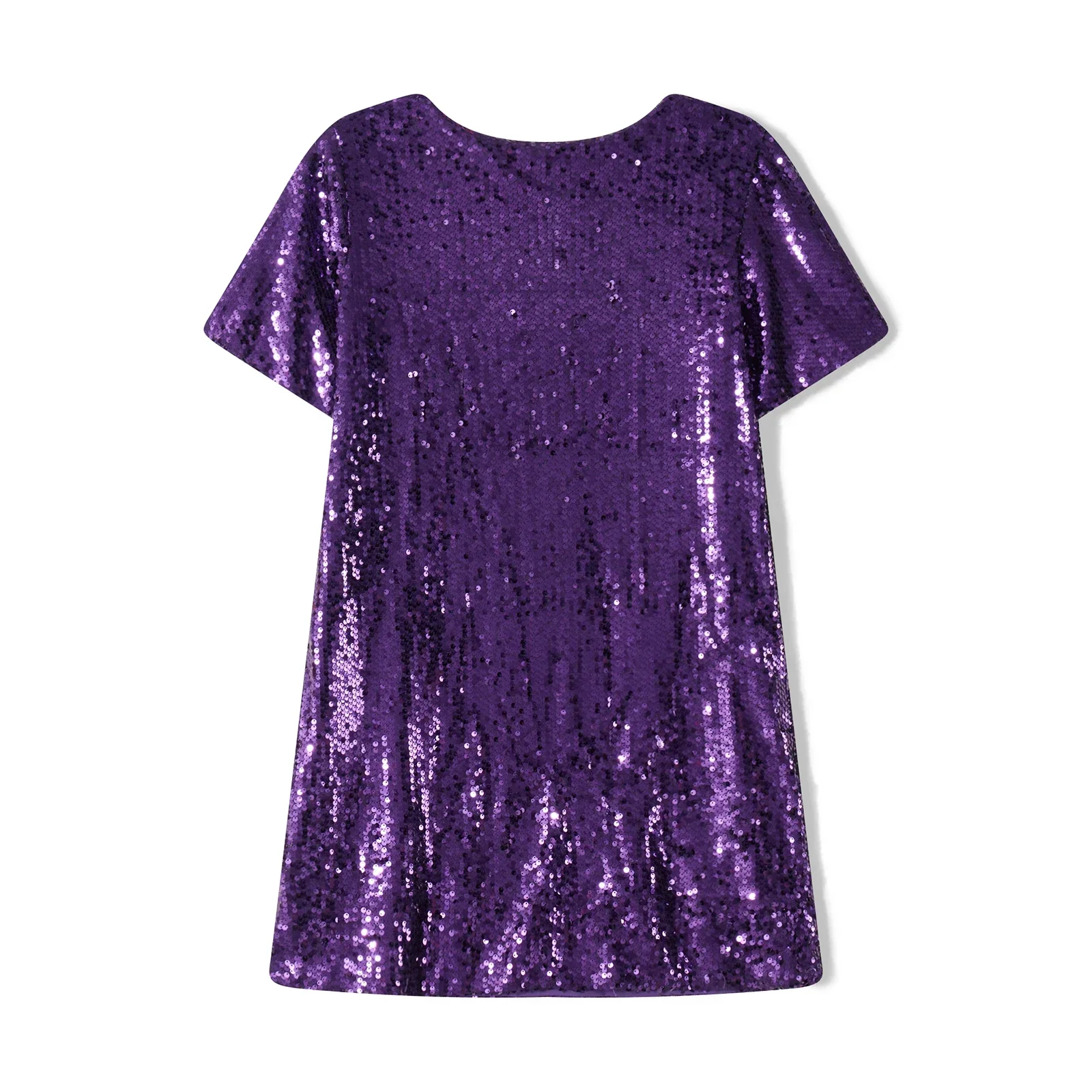 Summer Sparkle Sequins Loose T-Shirts Dress Women's Short Sleeve Crew Neck Casual Mini Dress Street Club Party Dress