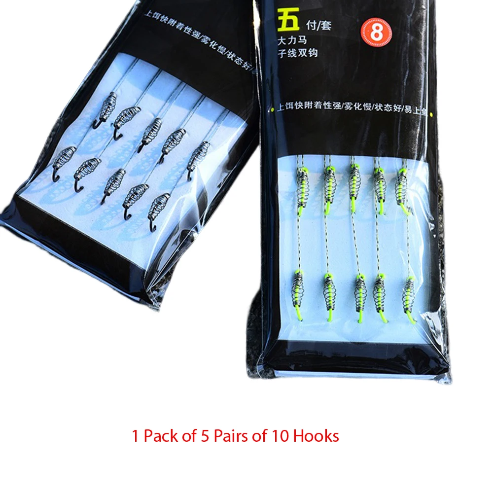 10/20 قطعة عالية الكربون الصلب الربيع خطاف الصيد الشائكة قطب الكارب انفجار مزدوجة الأسماك الكارب الينابيع السنانير مع خط الملحقات