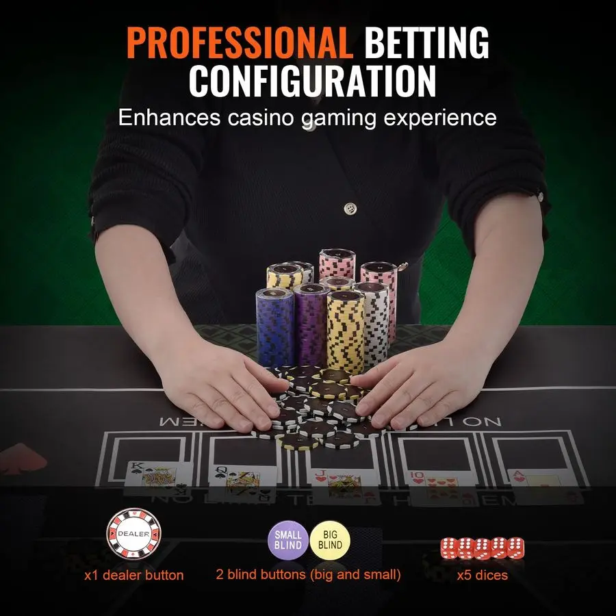 

Poker Chip Set, 300Piece Poker Set, Complete Poker Playing Game Set with Carrying Case, Heavyweight 14 Gram Casino Clay Chips, C