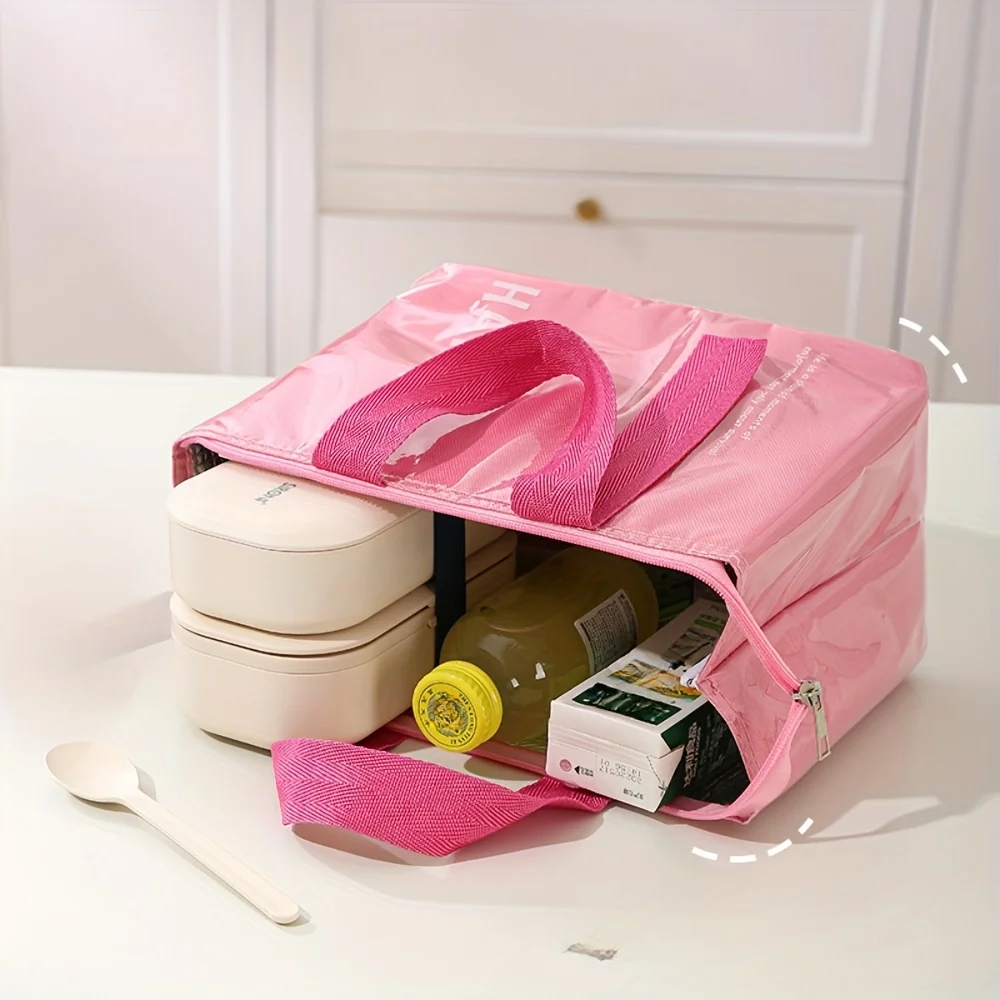 1 Dopamine-Themed Office Worker Lunch Bag, Large Capacity Insulated Lunch Box, Thick Aluminum Foil to Prevent Food Contact, Outdoor Camping and Picnic Thermal Bag