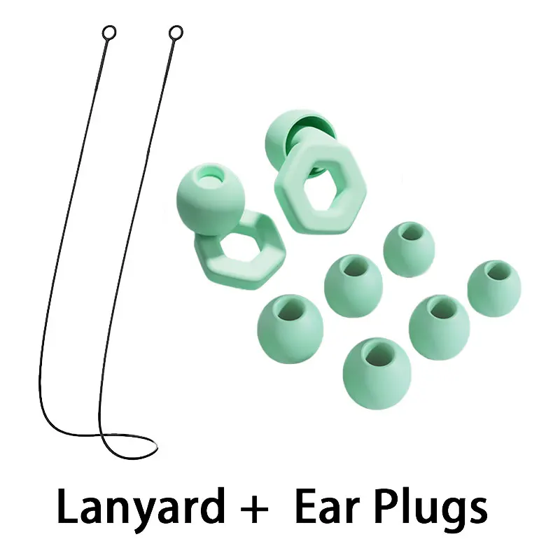1 Pair Soft Silicone Earplugs with Silicone Lanyard Noise Cancelling Waterproof Comfortable Fit for Sleep And Swimming