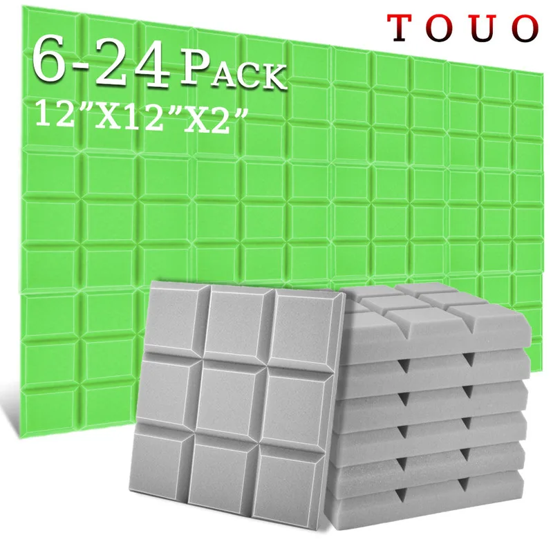 

TOUO Acoustic Foam 6/12/24 Pcs Sound Absorbing Foams Panels Sound Insulation Treatment High-Density Wall Sound Insulation Panels