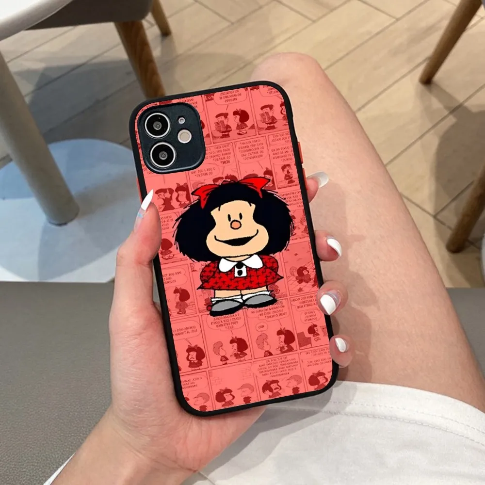 M-Mafalda Phone Case For iPhone 14 X XR XS 7 8 Plus 11 12 13 pro MAX 13mini Matte Shockproof Case