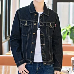 Denim Jackets Man Black Short Jeans Coat for Men Casual Slim Button G New in Original Korea Winter Oversize Size L Outwear Large