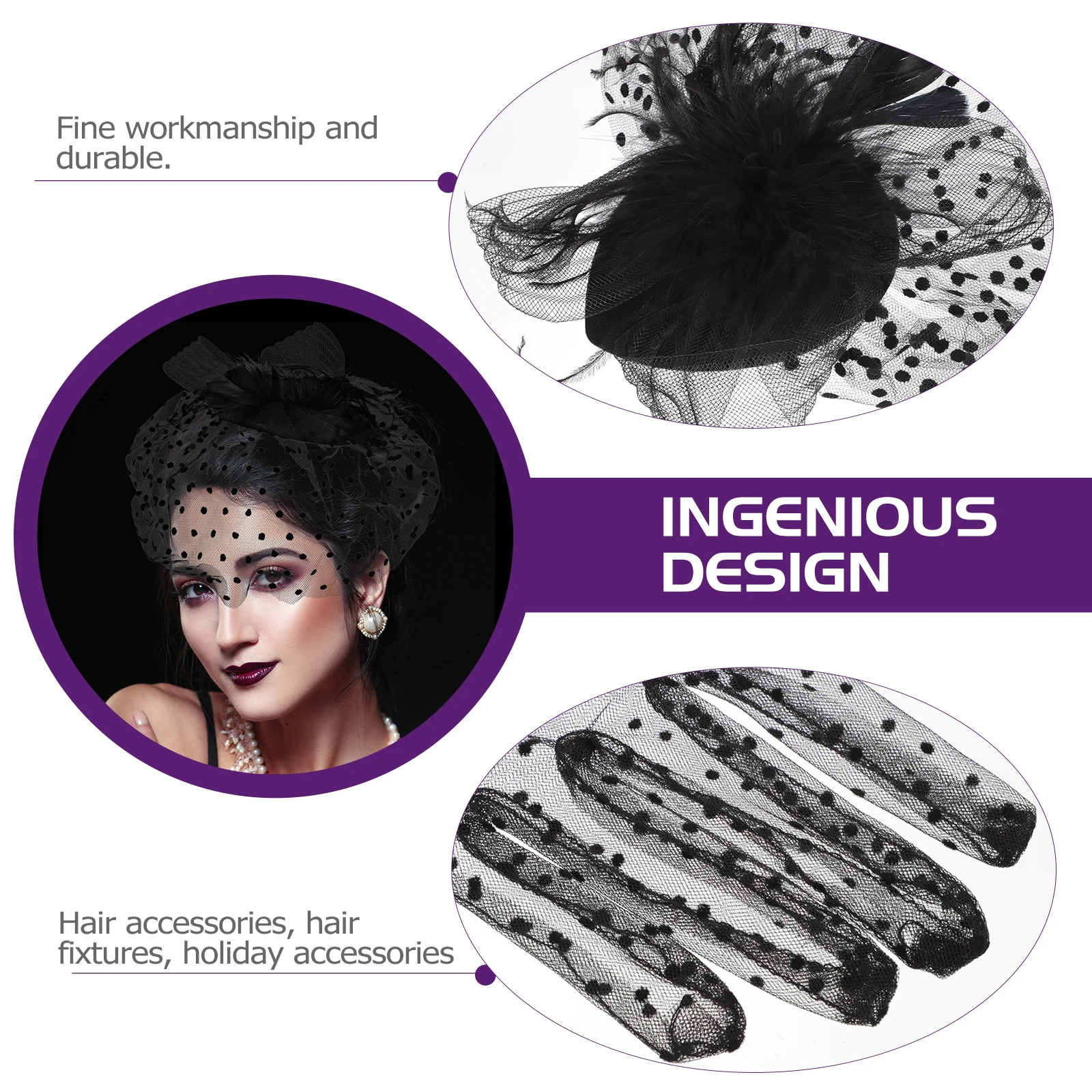 

1 set 1 Set Stylish Hat Gloves Party Prom Wedding Dance Accessories Elegant Lady Headwear Decorative Wearable Costume Set