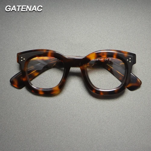 Gatenac montura de gafas de acetato hecha a mano para hombre 2025, nueva calidad, montura de gafas Vintage para mujer, gafas de diseñador de marca de lujo Retro