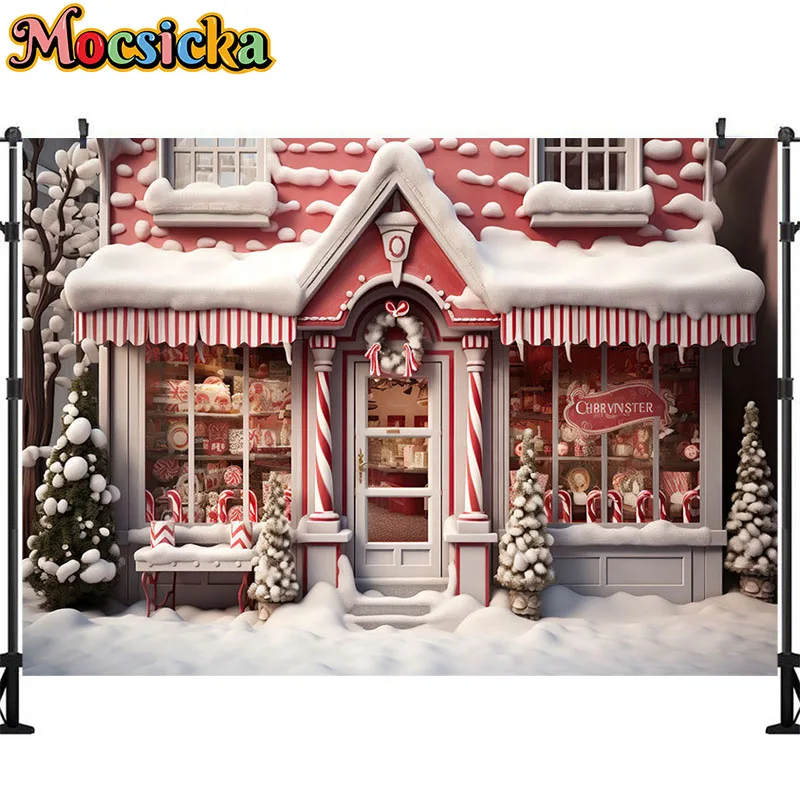 Mocsicka-Fondo de fotografía de navidad, regalos de Castillo rosa, retrato de bebé, fondos de fiesta familiar, accesorios de estudio fotográfico