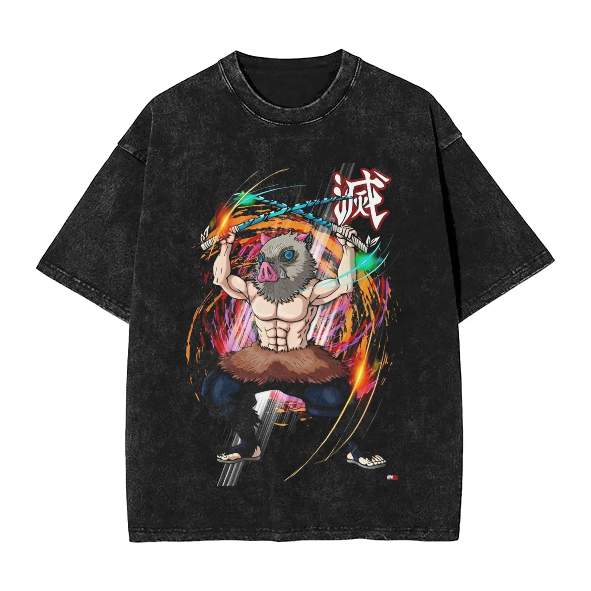 

Summer DEMONs SLAYERs - INOSUKE Washed Shirt Merch Harajuku T-Shirt for Men Women Tee