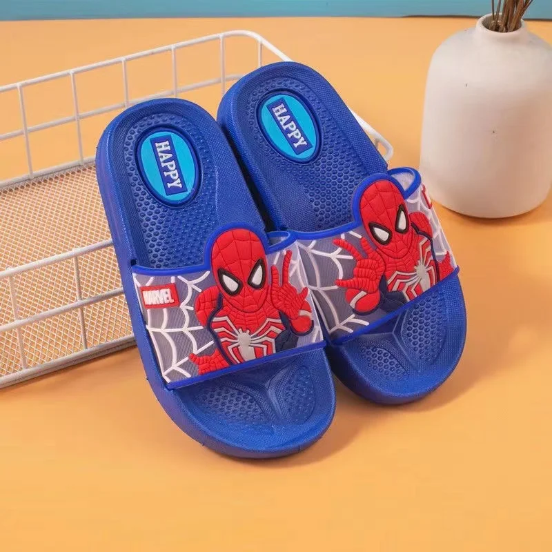 Summer Children Cartoon Spiderman Print Baby Boy Girl Slippers Kids Antiskid Soft House Slipper Indoor Outdoor Beach Shoes 22-35