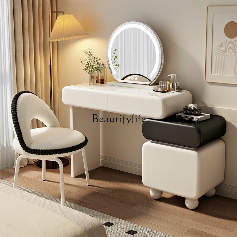 

Cream wind dresser integrated retractable solid wood makeup table