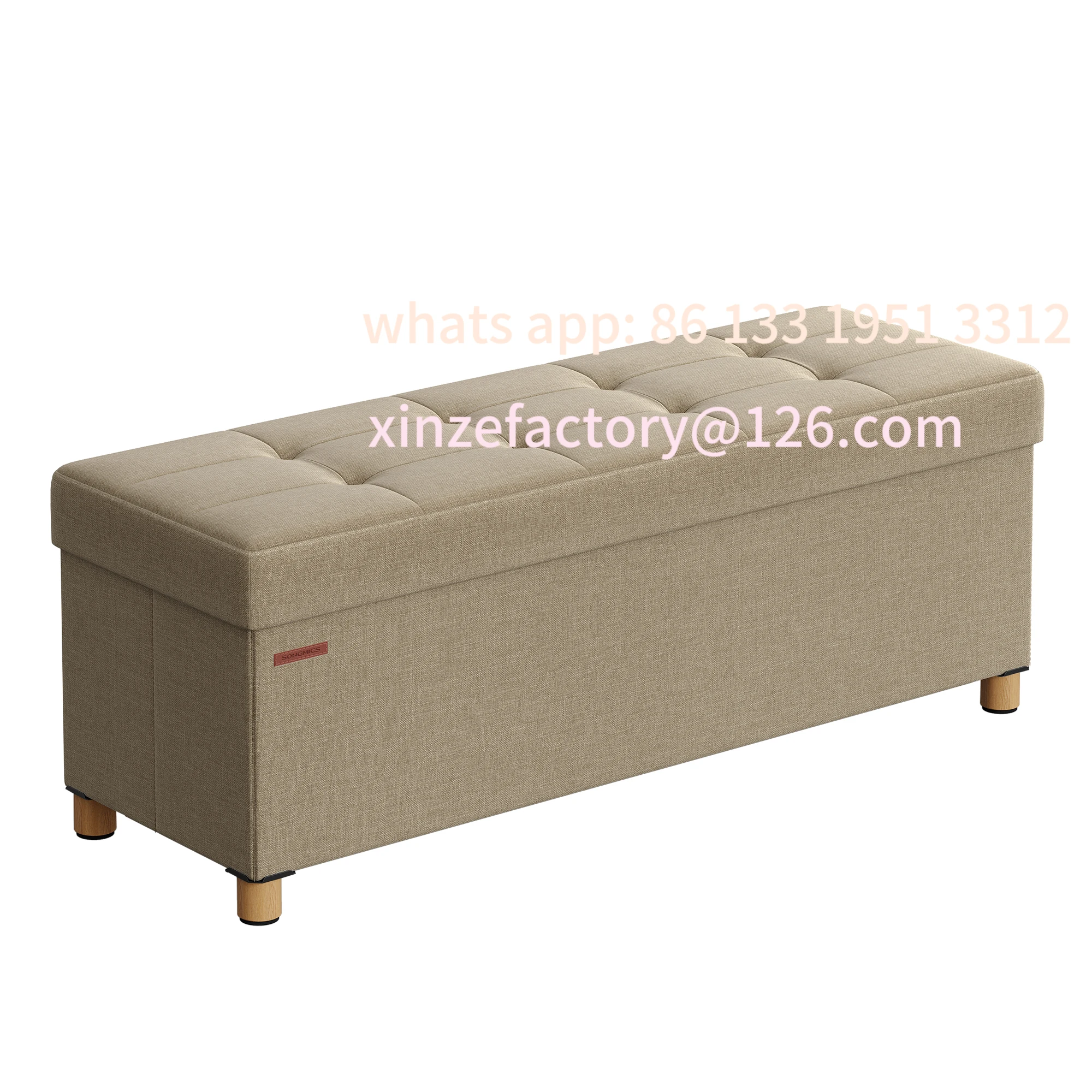 

Customizable SONGMICS Foldable Storage Ottoman, 38 x 110 x 40 cm, MDF with Linen Fabric, 300 kg Capacity, Removable Divider, Ide