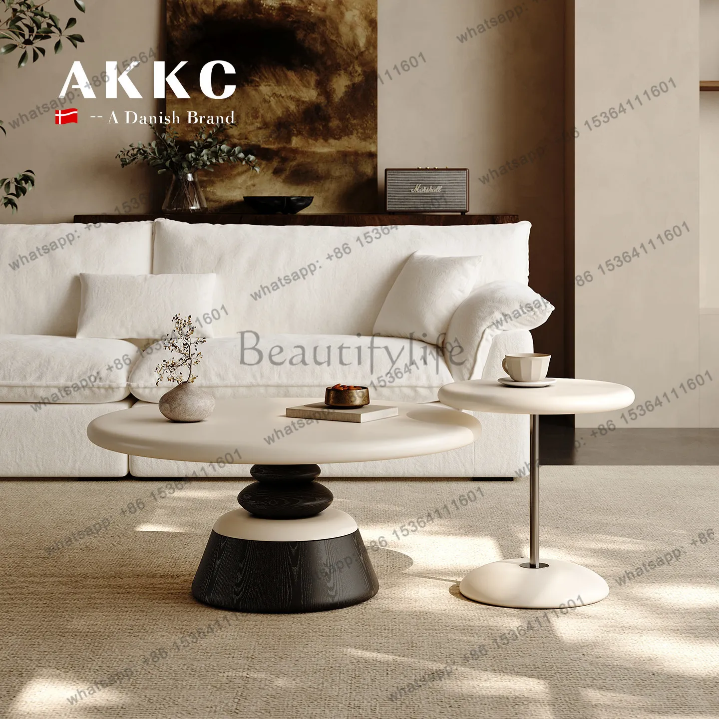 

Cream style coffee table combination modern simple first size round living room home designer coffee table