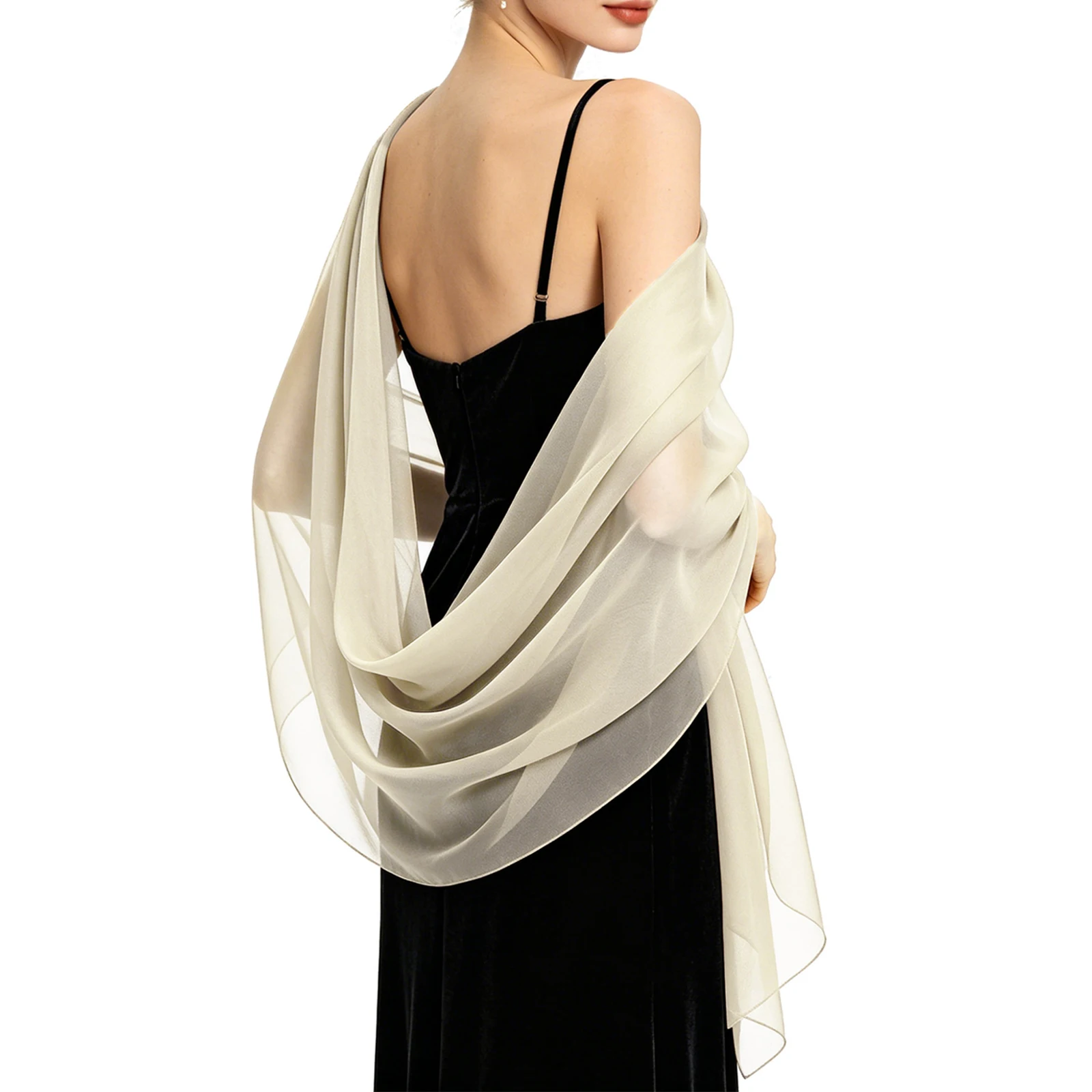 Elegant Chiffon Shawl Women's Evening Shawl Wrap Scarf for Dinner Party Wedding Summer Outdoor Beach Towel Sunscreen Shawl