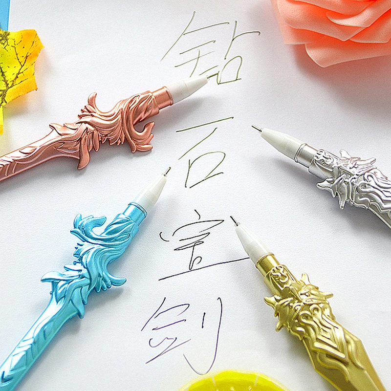 1Pc Stationery Office Creative Phoenix Sword Gel Pen School Supply Handle Gift Lovely Chinese Style Vintage Crystal Sword Pen