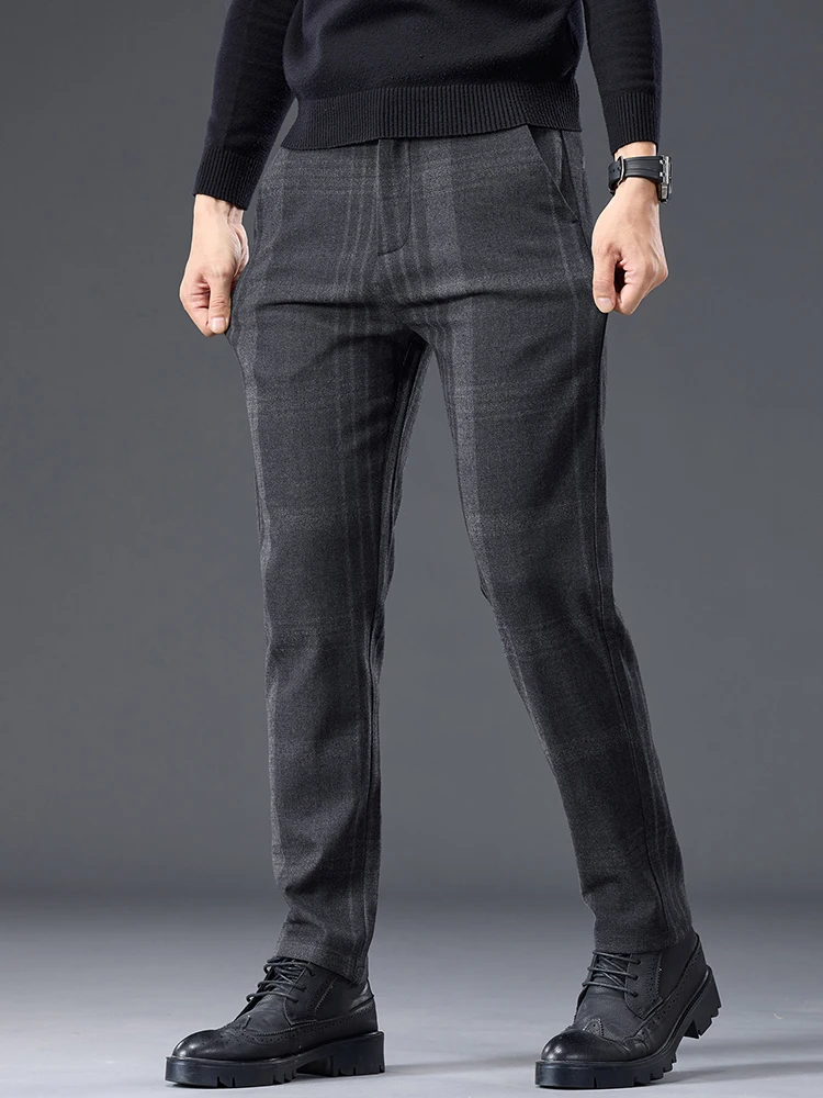 

Autumn New Plaid Men's Casual Pants Fashion Slim Elastic Business Pants Soft Brand Comfortable Male Clothing Pants