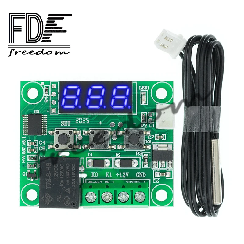1PCS W1209 DC 12V Red/Blue Heat Lucky Cool Temp Thermostat Temperature Control Switch Temperature Controller