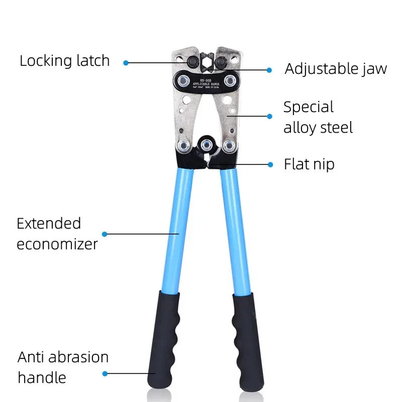6-50mm2 rozmiary HX-50B 60 sztuk przenośne narzędzie do zaciskania kabli profesjonalne końcówki zaciskarka szczypce uchwyt narzędzia tnące