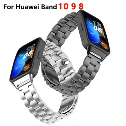 Metal band for Huawei Smart Band 10 9 8 solid metal tri-bead stainless steel band for Huawei Band 10 9 8 replacement band