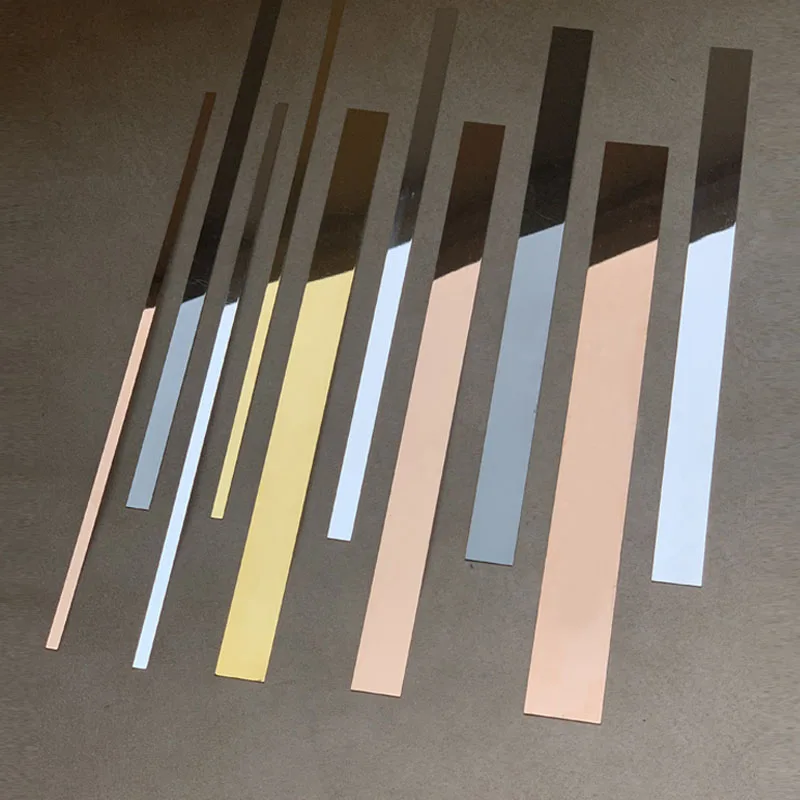 2.44meters long Self adhesive hard stainless steel Black Titanium metal plate decorative line strip for  background wall ceiling