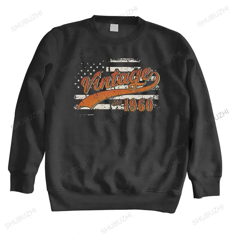 Retro Vintage Est 1960 USA Flag hoodie Men long sleeve 4th Of July hoodies 62th Birthday Gift Casual Cotton sweatshirts Merch