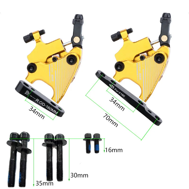 Road Bike Hydraulic Disc Brake Calipers, Flat Mount, Gravel Bicycle Oil Disc Brake, Pro5.0, 140mm, 160mm