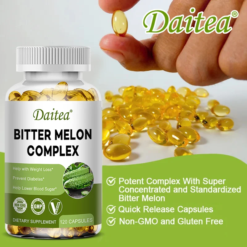 Daitea Natural Bitter Melon Extract 120 Vegetarian Capsules | Non-GMO & Gluten-Free Extract | Complex Supplement