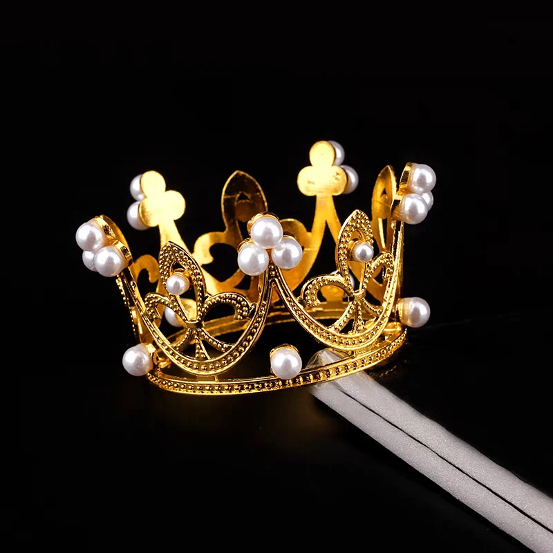 20pcs DIY Pearl Crown Kids Hair Clips Pins Wedding Birthday Party Mini Gold Silver Headwears Ornaments Cupcake Topper Decoration