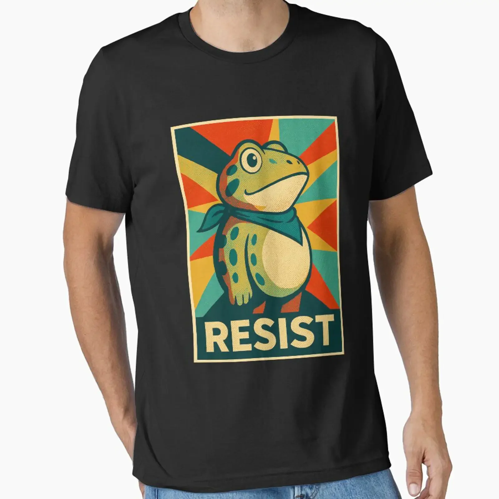 Portland Frog RESIST Protest Vintage Essential T Shirt vintage Washed Soft graphic Versatile Unisex Comfortable Stylish Casual