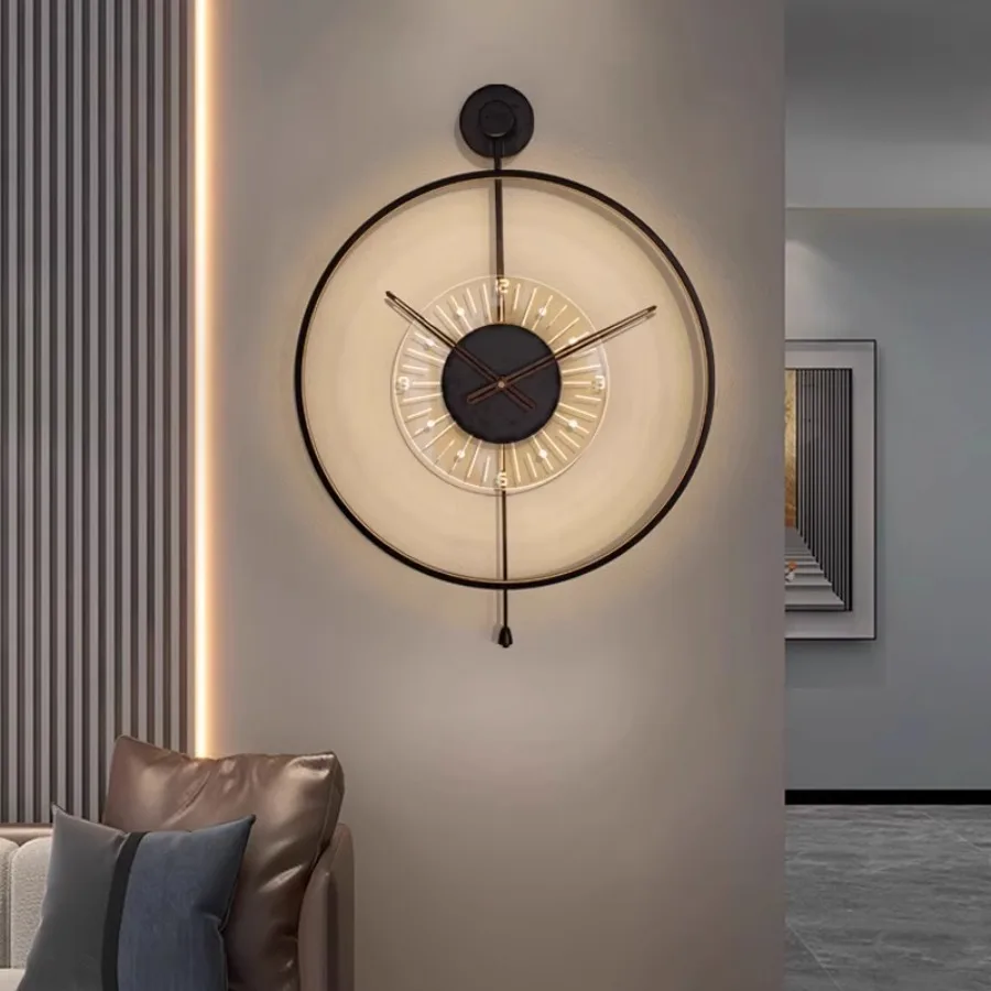 Decoration Wall Clock Home Hand Elegant Gift Round Pieces Wall Clock Living Room Modern Black Designer Nordic Reloj Home Decor