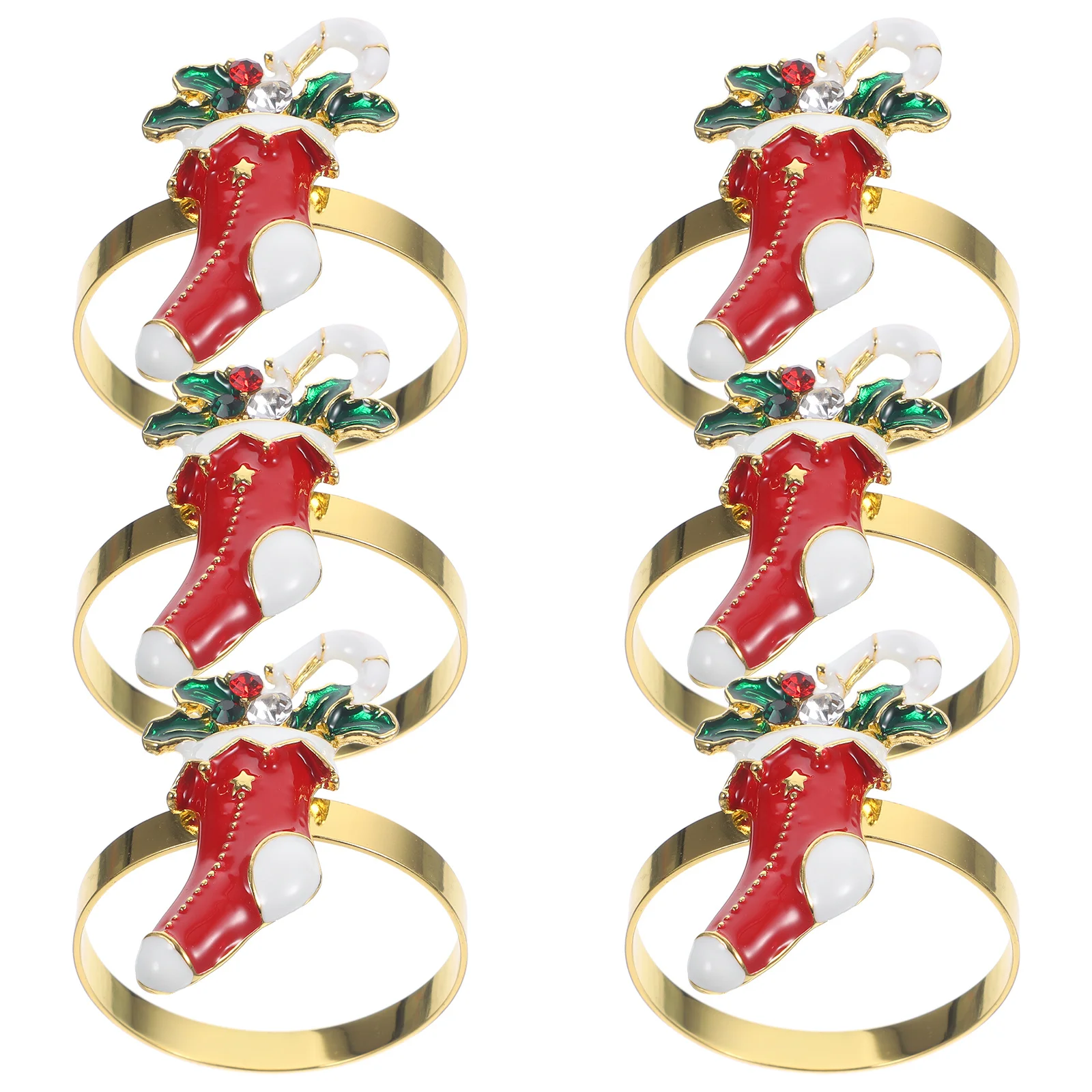 

6Pcs Xmas Napkin Rings Boot Shape Gold Iron Napkin Holders Party Table Decor Holiday Celebration Serviette Buckles