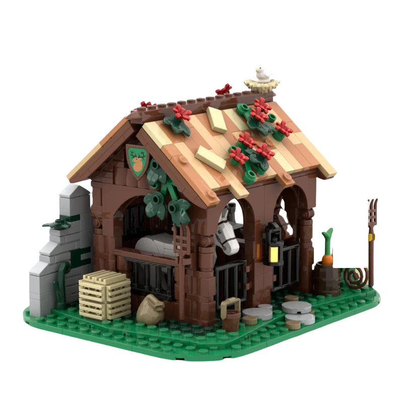 431-Piece MOC Building Blocks Kit - Forestmen Stables Model, Unique Architectural Toy, Perfect Holiday Gift for Architecture Ent