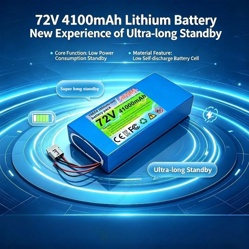72V 41Ah 18650 Lithium-Ion Battery Pack with BMS Protection Plate, Suitable for High-Power Electric Vehicles + Special Charger
