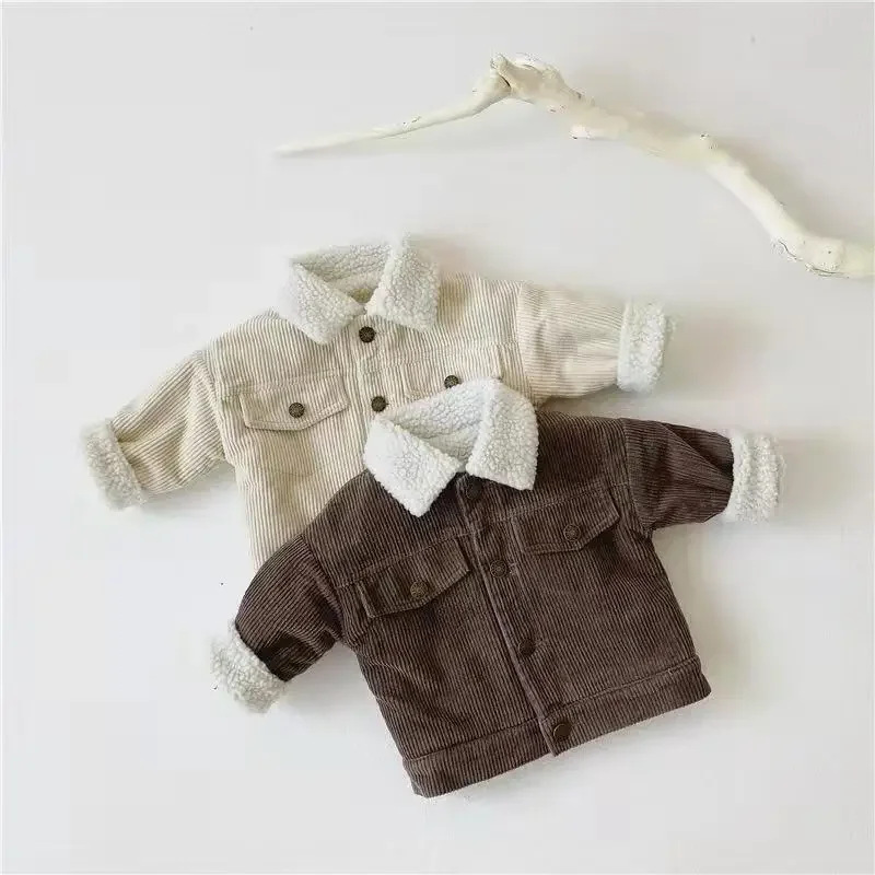 

Brand Corduroy Baby Girls Boys Jacket Infant Toddler Children Coat Autumn Winter Warm Thicken Kids Outwear Clothes For 0-5Years