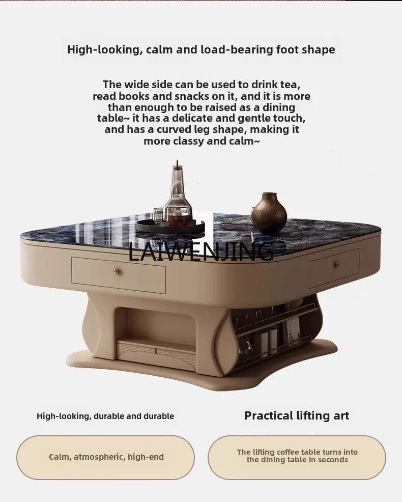 

LYN Automatic Household Cream Wind Slate Electric Lifting Mahjong Table Multifunctional Coffee Table