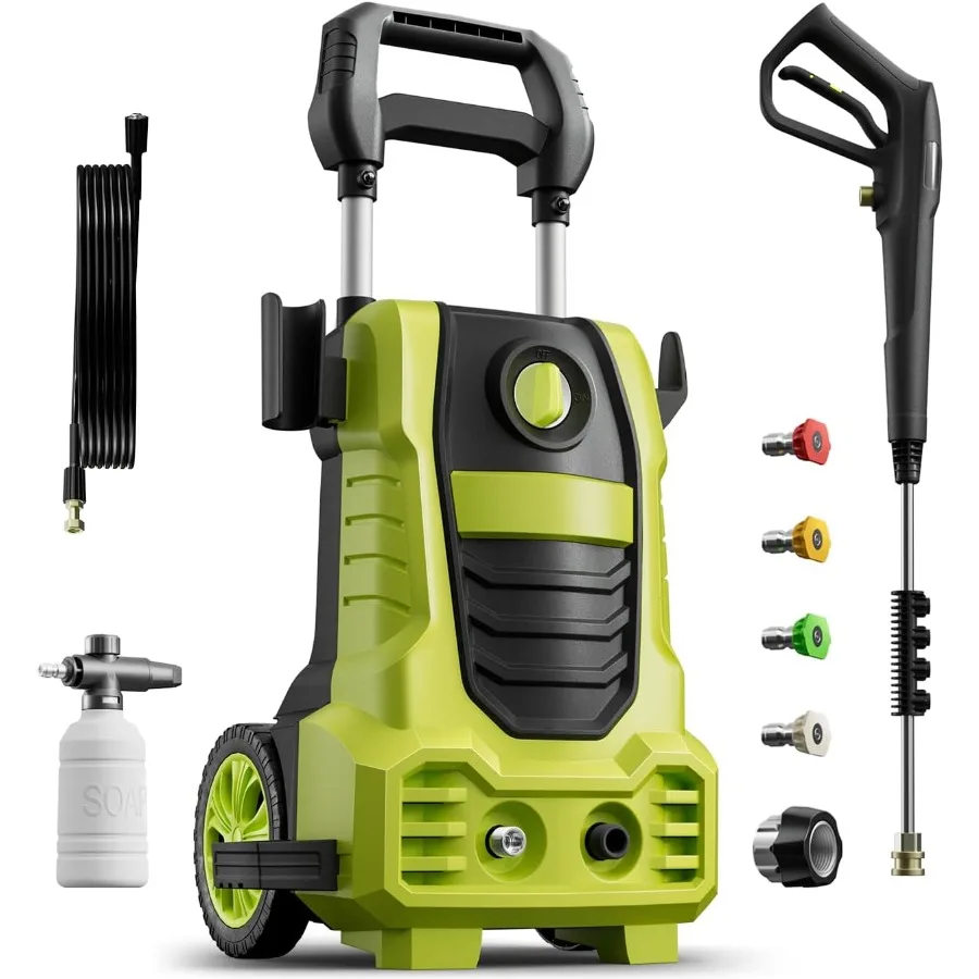 

Электрическая мойка высокого давления со шлангом 26 футов и 2030 фунтов на квадратный дюйм для эффективной очистки поверхностей автомобилей, заборов, патио и ежедневного использования