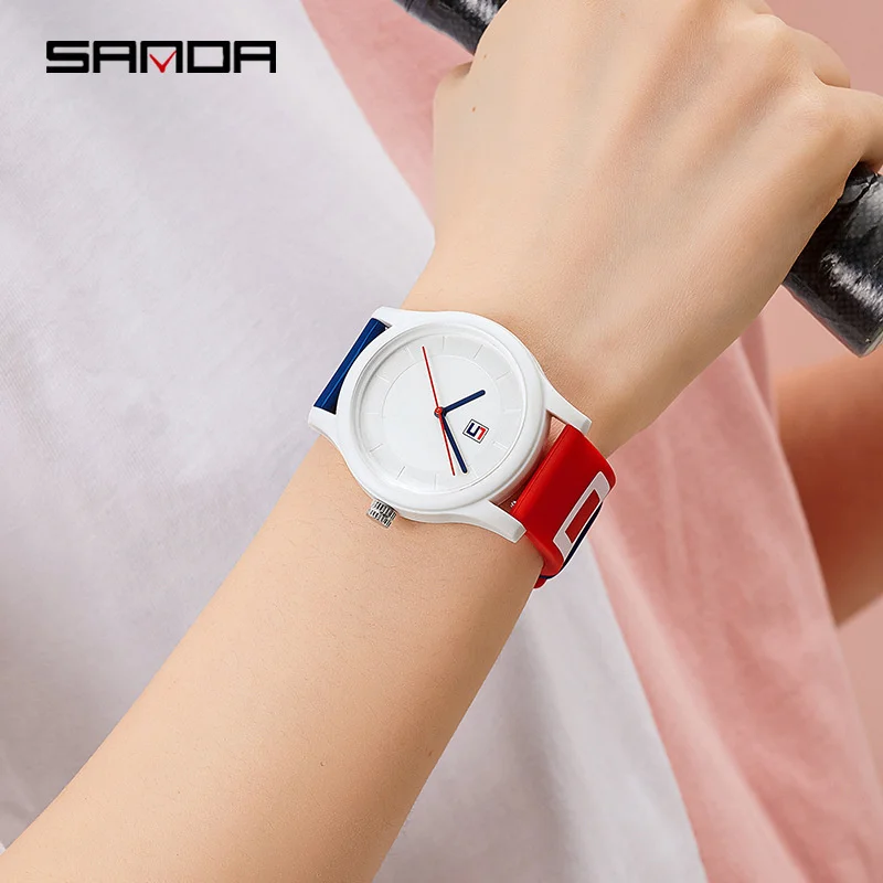 SANDA 3205 2023 unisex Design Quartz movement tape simple disassembly color matching belt leisure outdoor sports student watch