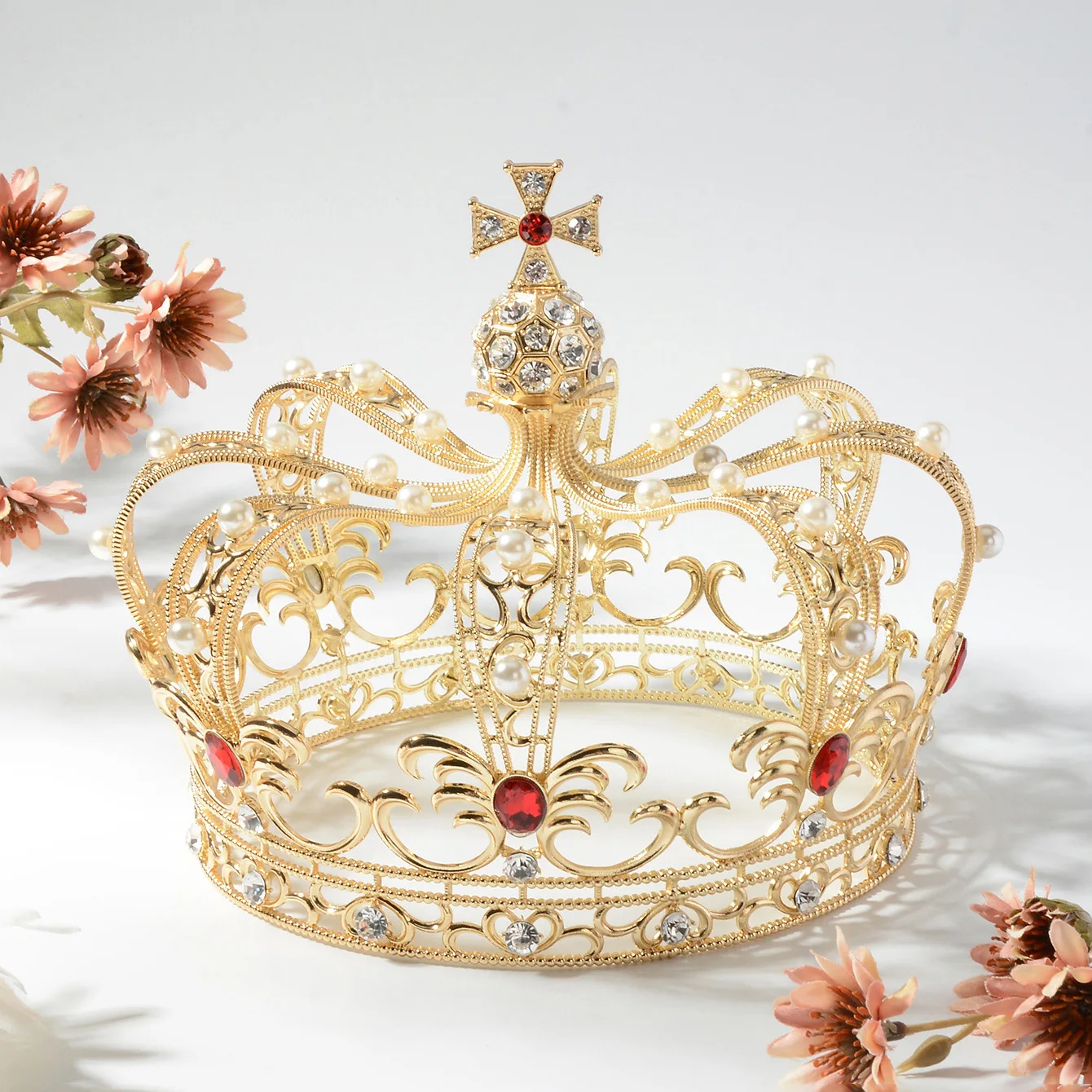 Royal Cross Castle Rhinestone Crown Party Tiara wedding Props