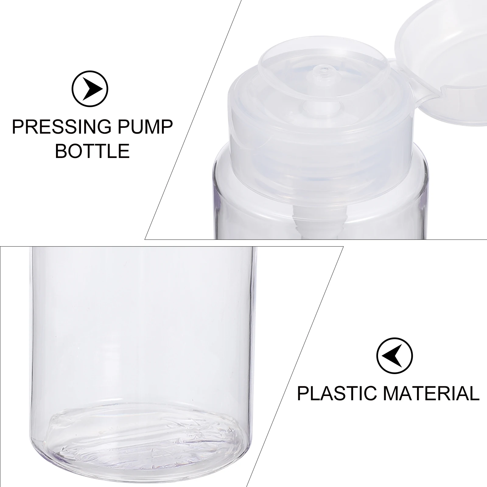 

3pcs Manicure Press Bottle Alcohol Liquid Holder White Compact Portable Lightweight Leak-Proof Refillable Lotion Bottle For Nail