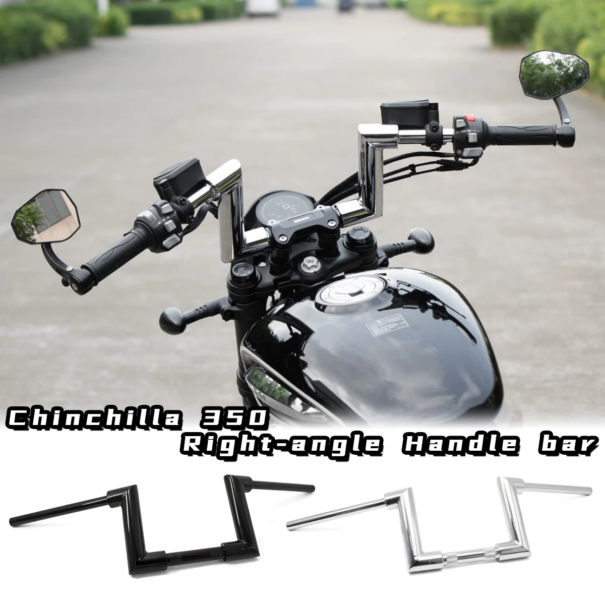 

BENDA Chinchilla 350 Motorcycle Controls Sharp Sheep Horn Style Ape Hangers Handlebar Gloss Black Ape Hanger Handlebar