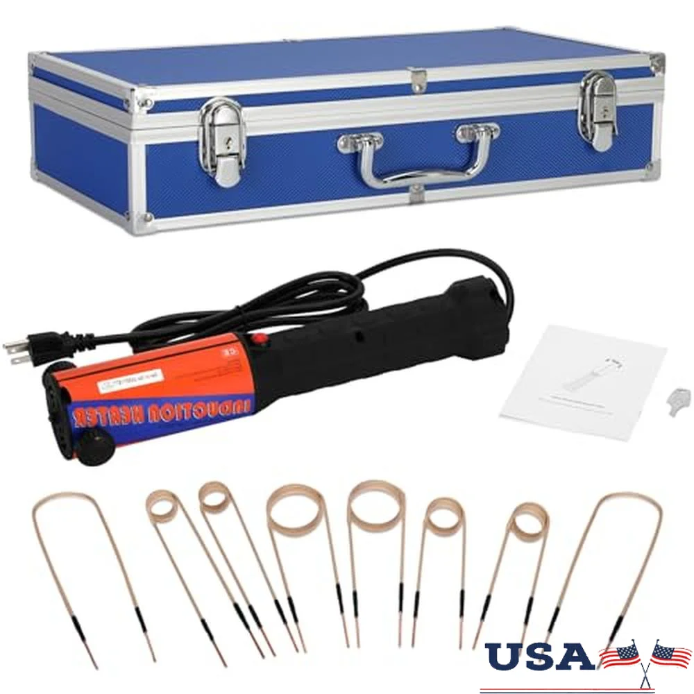 1000W 110V Portable Magnetic Induction Heater Kit Bolt Removal Tool Rusty Screw Removal Gear Pulley Bearing Heating Kit with LED