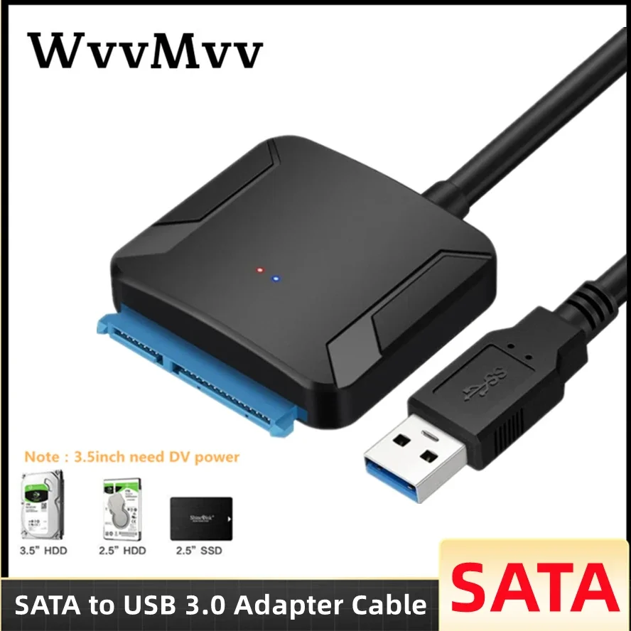 USB 3.0 SATA 케이블 SATA III 하드 드라이브 어댑터 변환기, 2.5 인치, 3.5 인치 SSD HDD 하드 드라이브 디스크용, 12V, 2A 전원 어댑터 포함