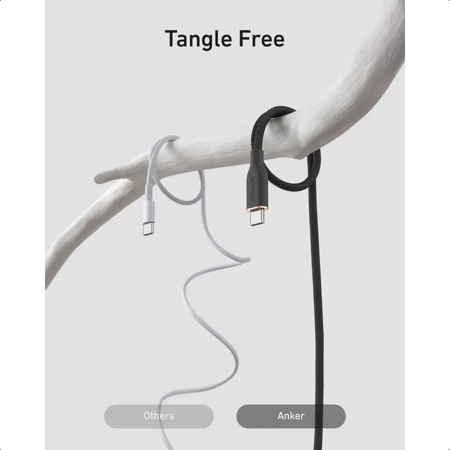 كابل من النوع C 2 حزمة USB A إلى USB C سلك تدفق شحن سريع لهاتف iPhone 16 15 أو Max Plus والمزيد بطول 6 أقدام باللون الأسود
