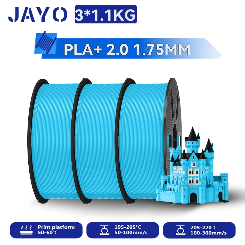 JAYO 3,3KG PLA PLUS 2.0 Filament Upgrade PLA plus 3D-Drucker-Filament Neatly PLA+2.0 3D-Druckmaterial für 99% der 3D-FDM-Drucker