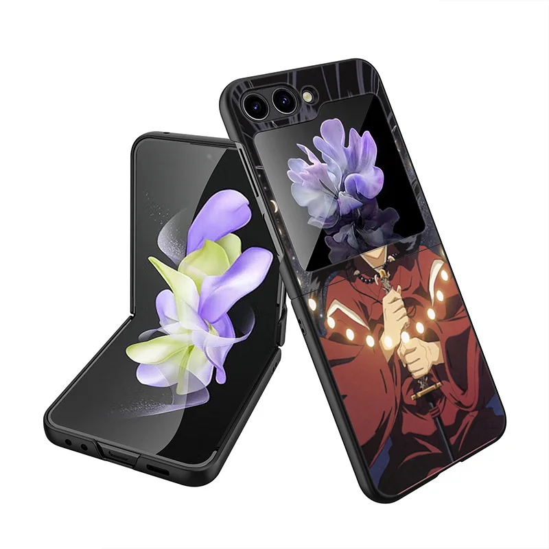 Black Matte Anti-Drop Phone Case For Samsung ZFlip6 5G ZFlip5 ZFlip4 Hard Galaxy Z Flip 3 4 5 6 Inuyasha Sesshomaru Anime Cover