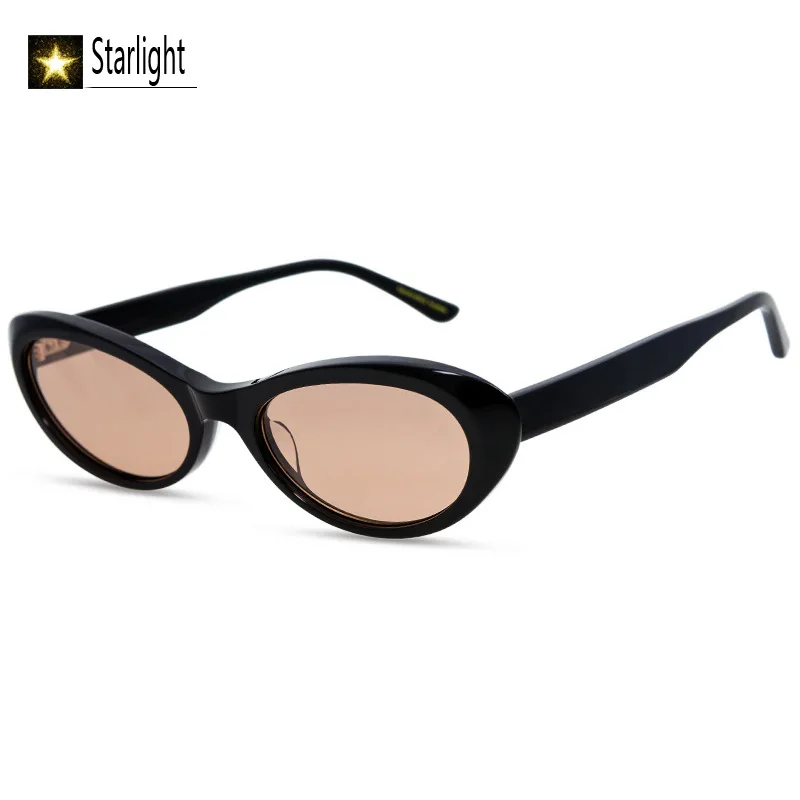 High Quality Cool Girl Oval Acetate Sunglasses Women High-end UV400 Glasses Men Handcraft Trendy Outdoor Eyeglasses Woman Travel